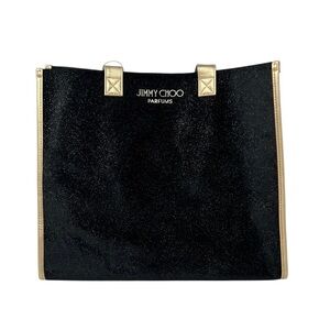 Jimmy Choo Parfums Black & Metallic Gold Shimmery Tote Bag